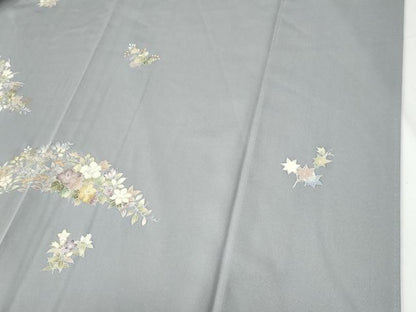 平和屋着物●訪問着　駒刺繍　草花文　金彩　正絹　逸品　CABG0762yc