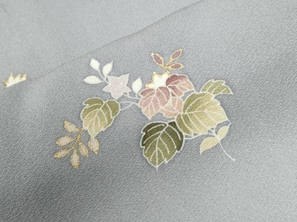 平和屋着物●訪問着　駒刺繍　草花文　金彩　正絹　逸品　CABG0762yc