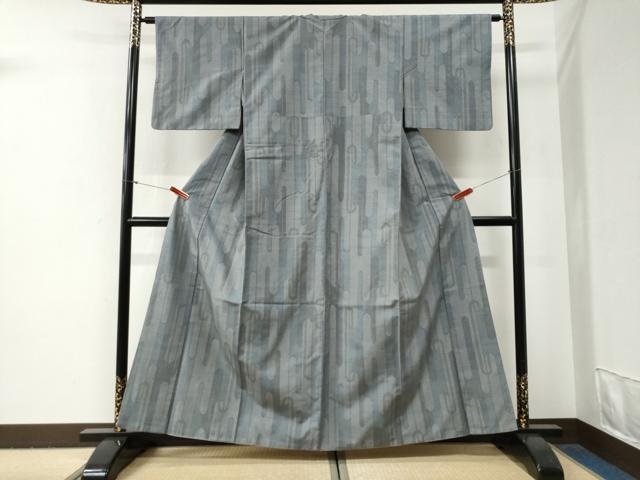 平和屋着物●結城紬　100亀甲　エ霞文　正絹　逸品　CABG0763yc