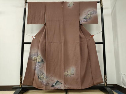 平和屋着物●訪問着　鳳凰花唐草文　暈し染め　金彩　鬼しぼ縮緬　正絹　逸品　CABG0766yc