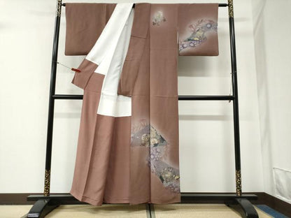平和屋着物●訪問着　鳳凰花唐草文　暈し染め　金彩　鬼しぼ縮緬　正絹　逸品　CABG0766yc