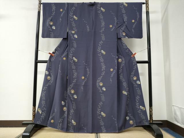 平和屋着物●上質な小紋　舞桜花丸文　金彩　正絹　逸品　CABG0767yc