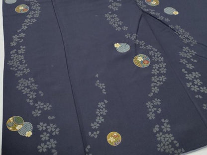 平和屋着物●上質な小紋　舞桜花丸文　金彩　正絹　逸品　CABG0767yc