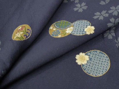 平和屋着物●上質な小紋　舞桜花丸文　金彩　正絹　逸品　CABG0767yc