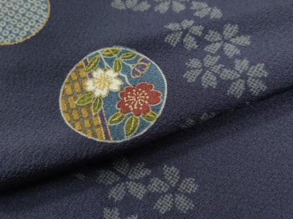 平和屋着物●上質な小紋　舞桜花丸文　金彩　正絹　逸品　CABG0767yc