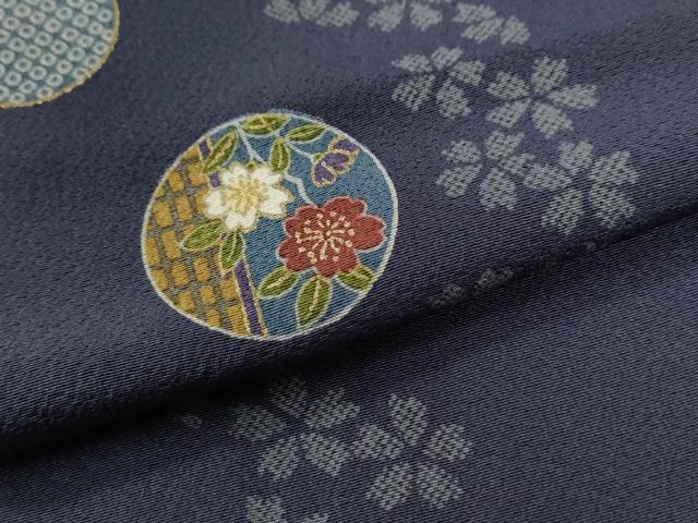 平和屋着物●上質な小紋　舞桜花丸文　金彩　正絹　逸品　CABG0767yc