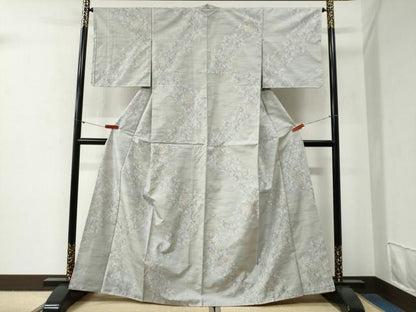 平和屋着物●本場大島紬　白大島　9マルキ　色紙吉祥花文　正絹　逸品　未使用　CABG0769yc