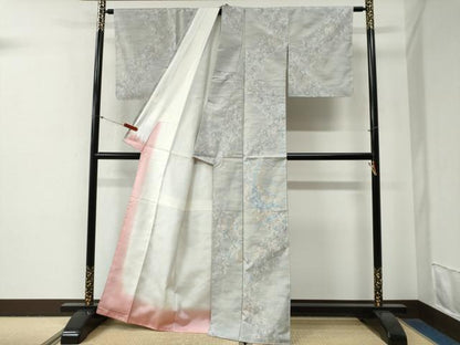 平和屋着物●本場大島紬　白大島　9マルキ　色紙吉祥花文　正絹　逸品　未使用　CABG0769yc
