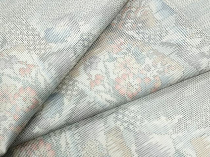 平和屋着物●本場大島紬　白大島　9マルキ　色紙吉祥花文　正絹　逸品　未使用　CABG0769yc