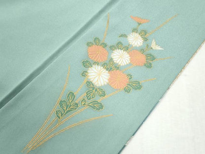 平和屋着物●訪問着　駒刺繍　牡丹草花文　暈し染め　金彩　正絹　逸品　CABG0770yc