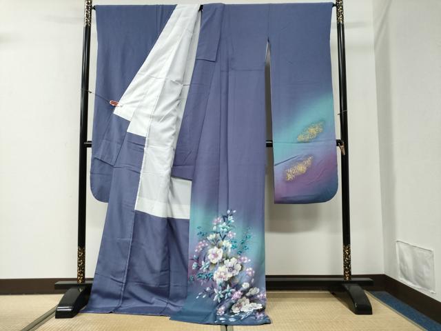 平和屋着物●豪華振袖　草花文　暈し染め　金彩　正絹　逸品　CABG0773yc