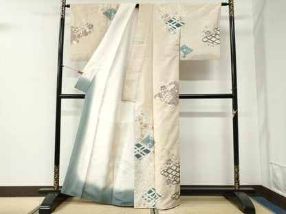 平和屋着物●訪問着　紬地　辻が花　絞り　正絹　逸品　CABG0784yc