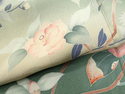平和屋着物●訪問着　友禅　枝花文　暈し染め　正絹　逸品　CABG0785yc