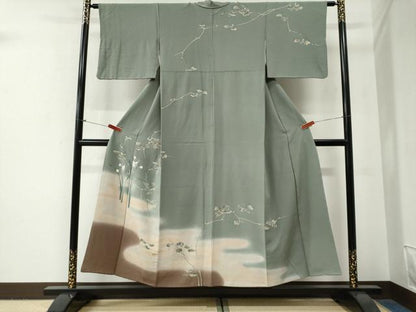 平和屋着物●訪問着　友禅　南天枝花文　暈し染め　正絹　逸品　CABG0786yc