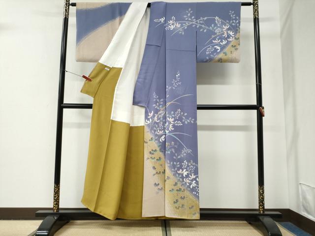 平和屋着物●新匠工芸士会会員　吉田匡廣　訪問着　南天草花文　暈し染め　正絹　逸品　CABG0787yc