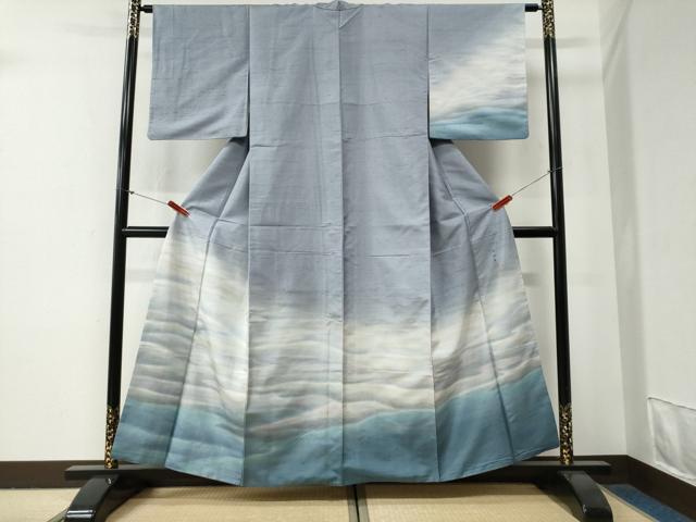 平和屋着物●訪問着　白山紬　霞文　やまと誂製　正絹　逸品　CABG0789yc