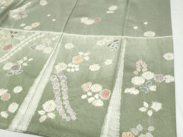 平和屋着物●中国三大刺繍　相良刺繍　訪問着　絞り　舞花文　金彩　正絹　逸品　CABG0791yc