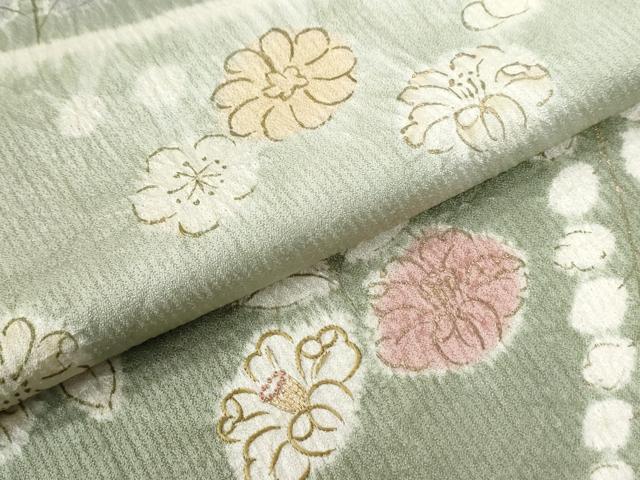 平和屋着物●中国三大刺繍　相良刺繍　訪問着　絞り　舞花文　金彩　正絹　逸品　CABG0791yc
