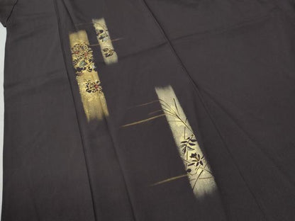 平和屋着物●訪問着　竹屋町刺繍　短冊草花文　金彩　正絹　逸品　CABG0794yc