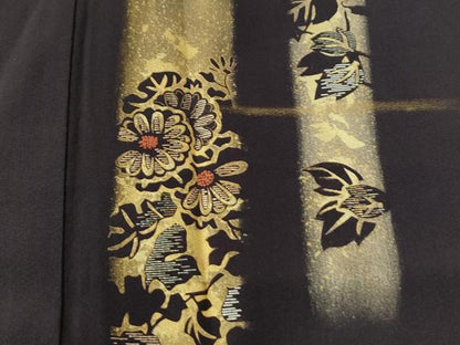 平和屋着物●訪問着　竹屋町刺繍　短冊草花文　金彩　正絹　逸品　CABG0794yc