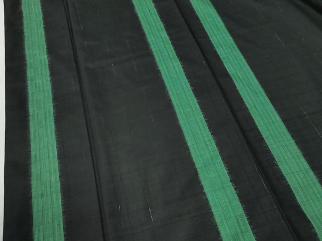 平和屋着物●上質な紬　縞　黒地　正絹　逸品　CABG0798yc
