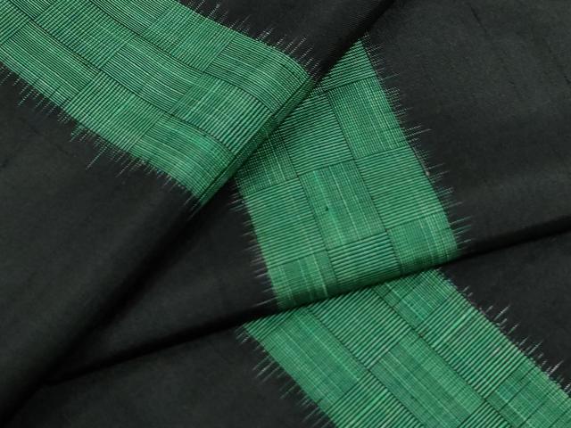 平和屋着物●上質な紬　縞　黒地　正絹　逸品　CABG0798yc