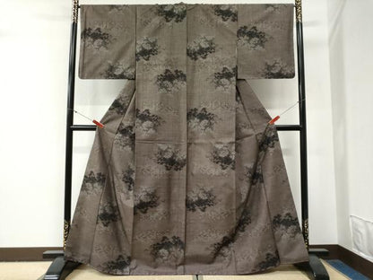 平和屋着物●本場大島紬　9マルキ　草木文　正絹　逸品　未使用　CABG0801yc