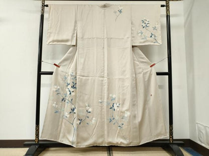 平和屋着物●訪問着　友禅　作家物　枝花文　正絹　逸品　未使用　CABG0803yc