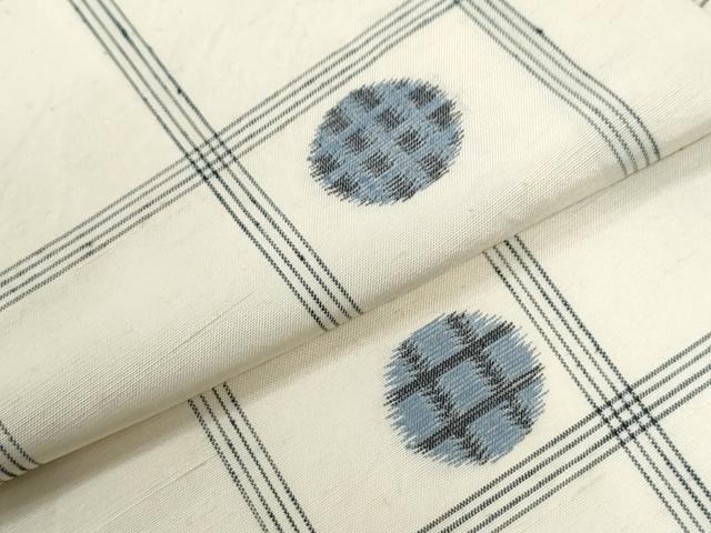 平和屋着物●上質な紬　格子吉祥丸文　正絹　逸品　CABG0804yc
