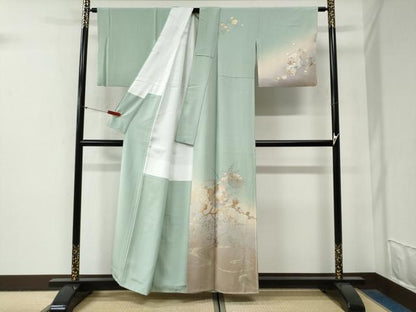 平和屋着物●金彩友禅　卓越技能者・名工・和田光正　訪問着　流水雪輪枝花文　暈し染め　金銀彩　正絹　逸品　CABG0809yc