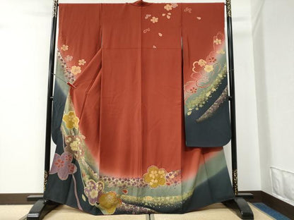 平和屋着物●豪華振袖　絞り　舞桜文　暈し染め　金彩　正絹　逸品　CABG0810yc