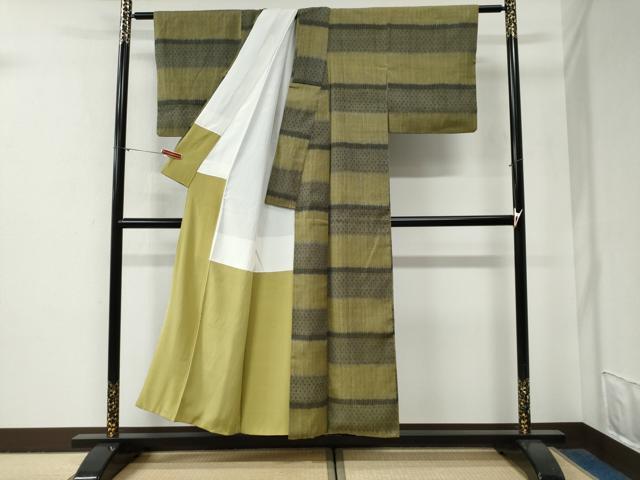 平和屋着物●上質な紬　変わり市松吉祥文　正絹　逸品　CABG0813yc