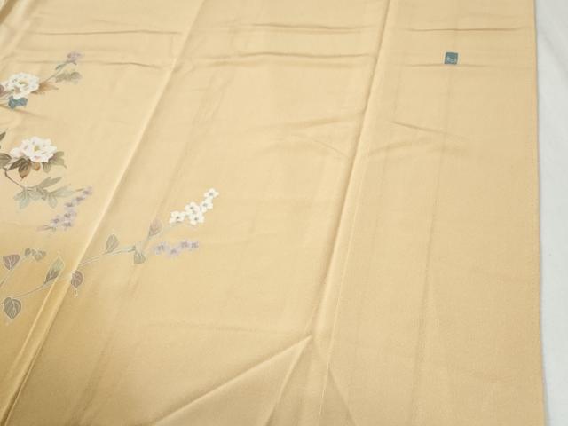 平和屋着物●訪問着　友禅　作家物　枝花文　暈し染め　ロング丈　正絹　逸品　未使用　CABG0815yc