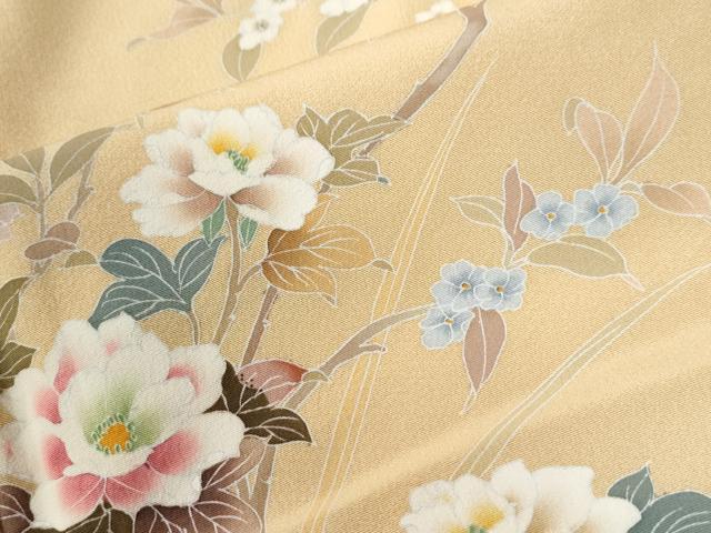 平和屋着物●訪問着　友禅　作家物　枝花文　暈し染め　ロング丈　正絹　逸品　未使用　CABG0815yc