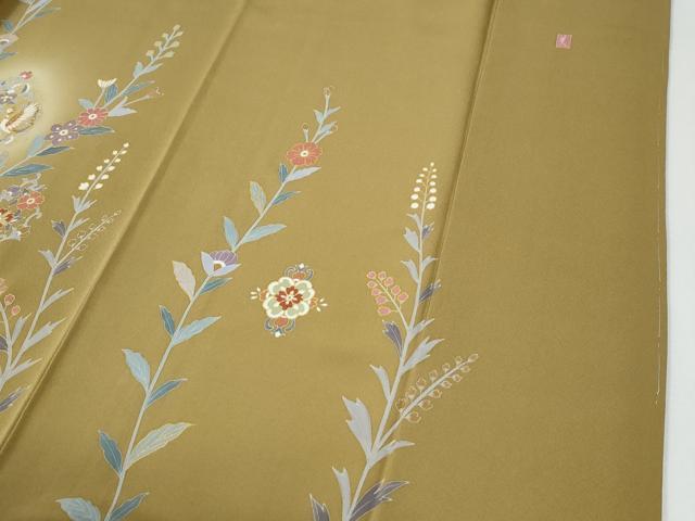 平和屋着物●訪問着　作家物　駒刺繍　鳳凰草花文　蛍暈し　金彩　正絹　逸品　CABG0818yc