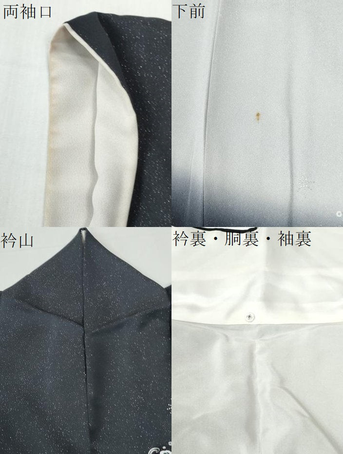 平和屋着物●訪問着　花蝶唐草文　ラインストーン　暈し染め　銀通し地　正絹　逸品　CABG0819yc
