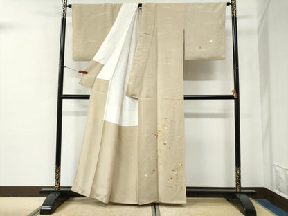 平和屋着物●訪問着　総刺繍　陶器草花文　正絹　逸品　CABG0820yc