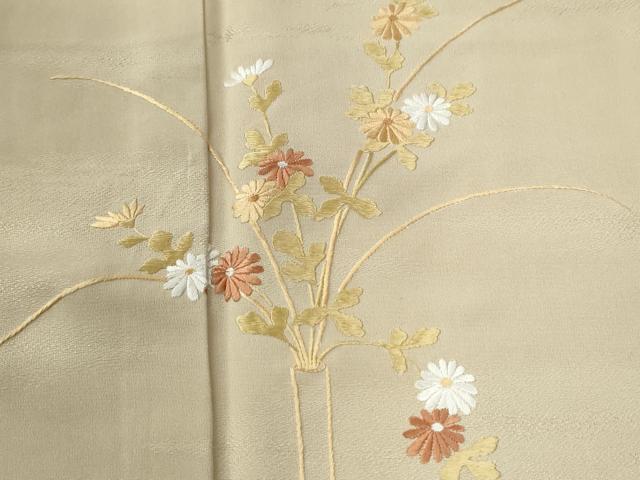 平和屋着物●訪問着　総刺繍　陶器草花文　正絹　逸品　CABG0820yc
