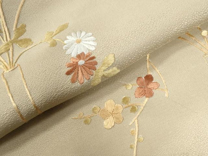 平和屋着物●訪問着　総刺繍　陶器草花文　正絹　逸品　CABG0820yc
