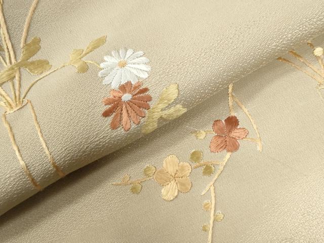 平和屋着物●訪問着　総刺繍　陶器草花文　正絹　逸品　CABG0820yc