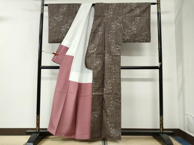 平和屋着物●本場大島紬　7マルキ　枝花文　正絹　逸品　CABG0821yc