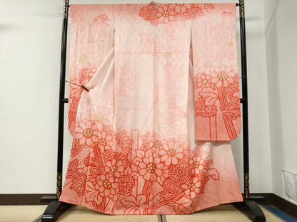 平和屋着物●豪華振袖　総絞り　舞花文　暈し染め　正絹　逸品　CABG0829yc