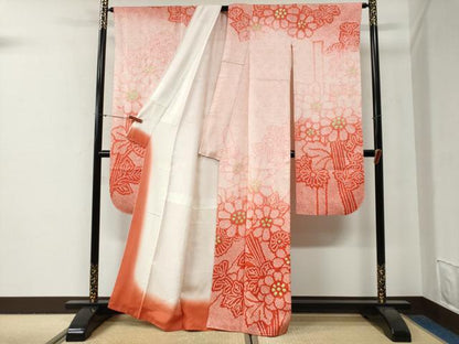 平和屋着物●豪華振袖　総絞り　舞花文　暈し染め　正絹　逸品　CABG0829yc