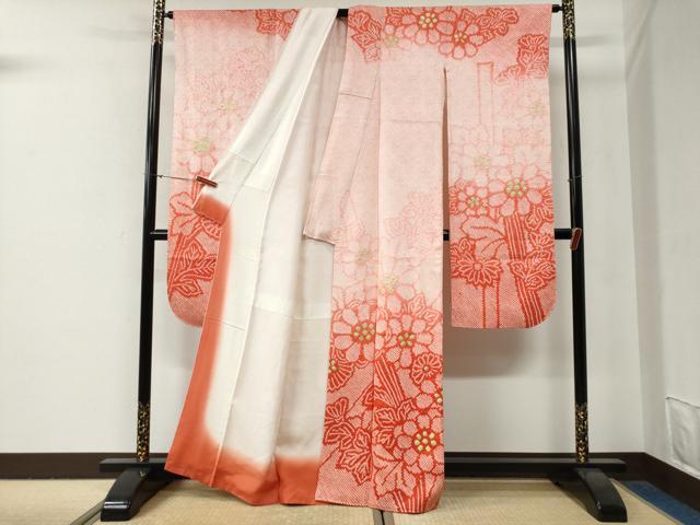 平和屋着物●豪華振袖　総絞り　舞花文　暈し染め　正絹　逸品　CABG0829yc