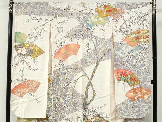 平和屋着物●豪華振袖・長襦袢セット　駒刺繍　地紙流水花文　金彩　正絹　逸品　CABG0832yc
