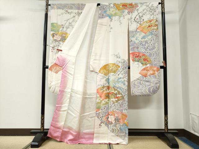 平和屋着物●豪華振袖・長襦袢セット　駒刺繍　地紙流水花文　金彩　正絹　逸品　CABG0832yc