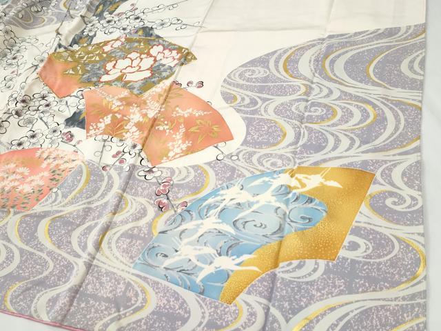 平和屋着物●豪華振袖・長襦袢セット　駒刺繍　地紙流水花文　金彩　正絹　逸品　CABG0832yc