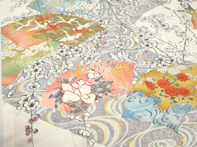 平和屋着物●豪華振袖・長襦袢セット　駒刺繍　地紙流水花文　金彩　正絹　逸品　CABG0832yc