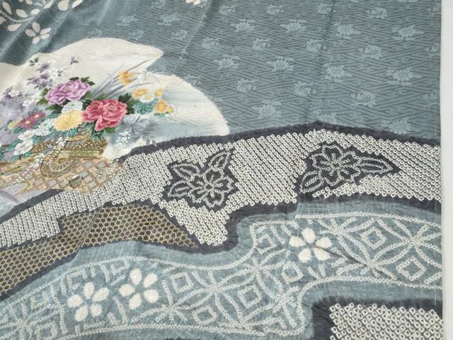平和屋着物●豪華振袖・長襦袢セット　絞り　刺繍　唐子牡丹花車文　暈し染め　金彩　正絹　逸品　未使用　CABG0835yc