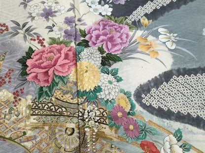 平和屋着物●豪華振袖・長襦袢セット　絞り　刺繍　唐子牡丹花車文　暈し染め　金彩　正絹　逸品　未使用　CABG0835yc
